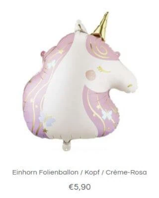 Einhornballon in Kopfform