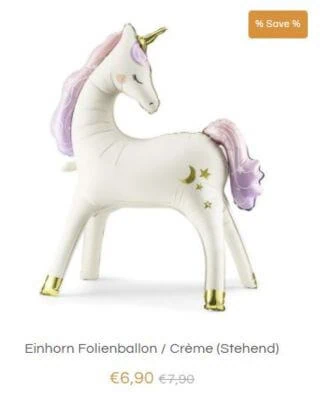 Ballon in Form eines stehenden Einhorns.